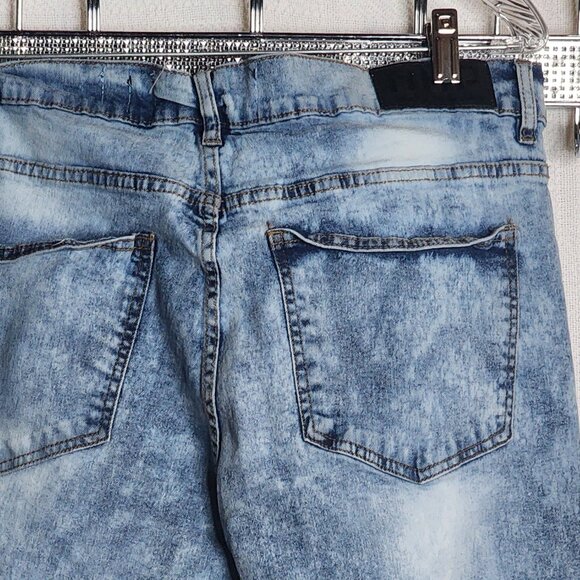 AHP Another Hype Piece Blue Denim Distressed Acid Wash Stretch Skinny Jean 36x34 - Picture 9 of 16